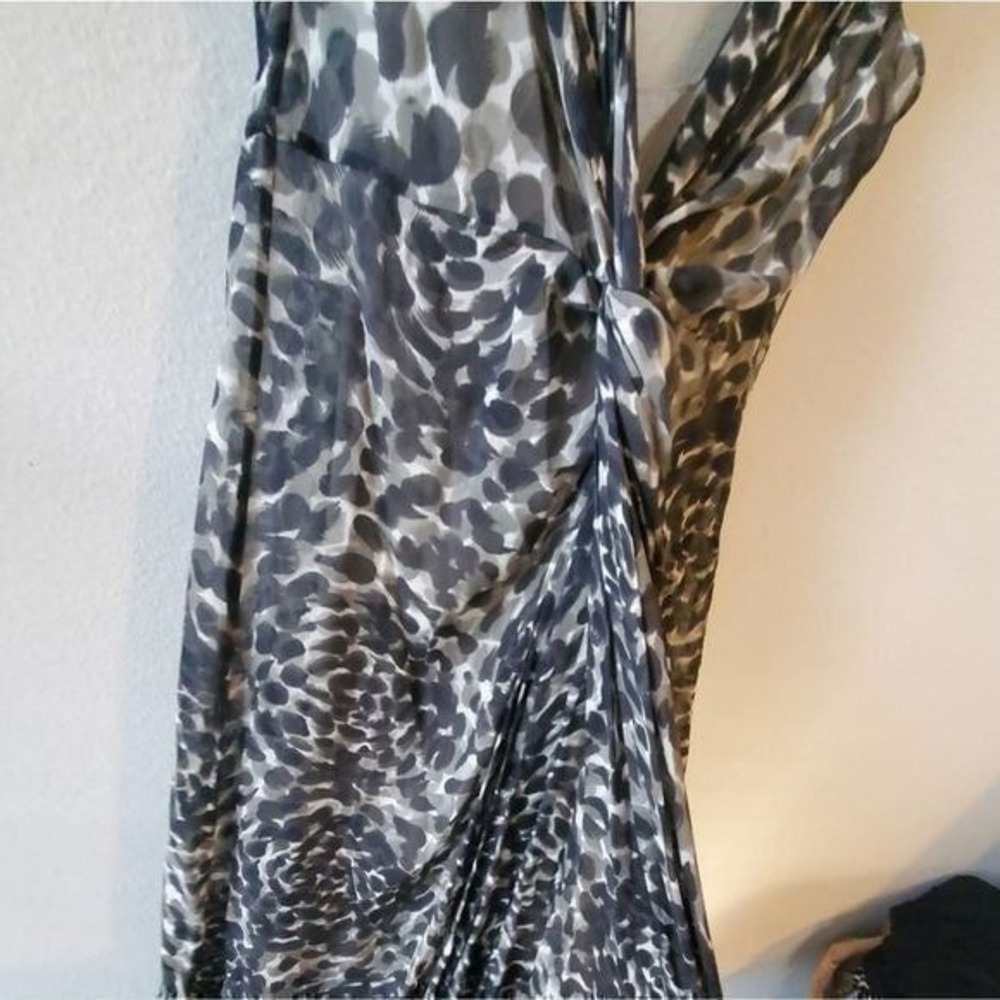 Donna Karan DKNY black grey leopard print silk blend dress size 4 New!! MSRP 395 - Picture 8 of 11